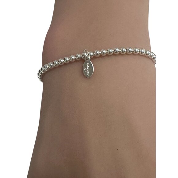 925 Sterling Silver Beaded Stretch Stacking Bracelet Size 7 - Picture 5 of 8